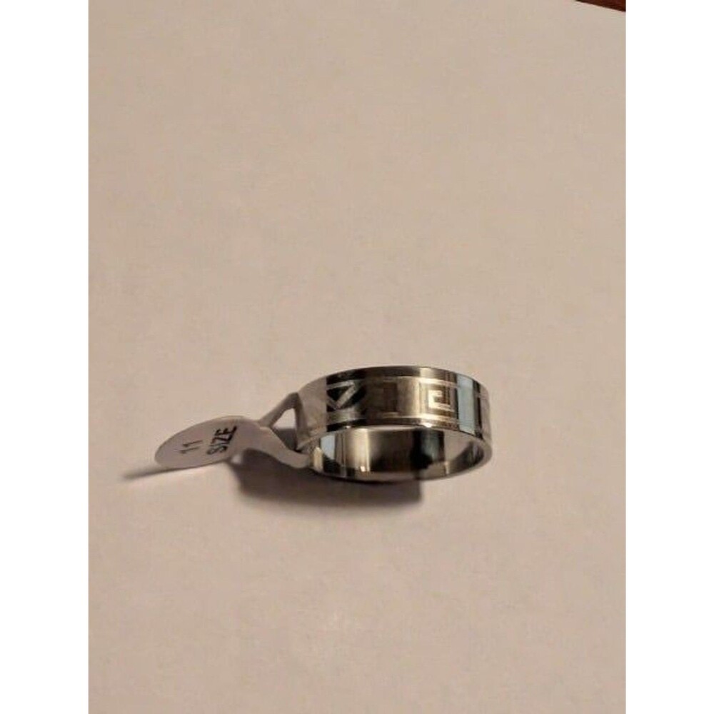 New Greek Key Band Ring - Stainless Steel Silver Size 11 - Men’s / Unisex